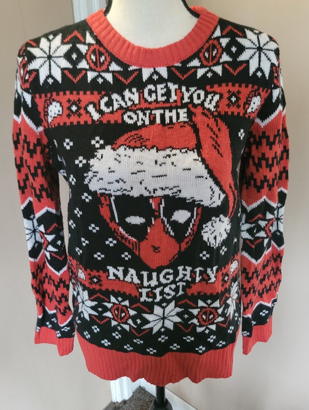 Deadpool Red & Black 'Naughty List' Holiday Sweater
